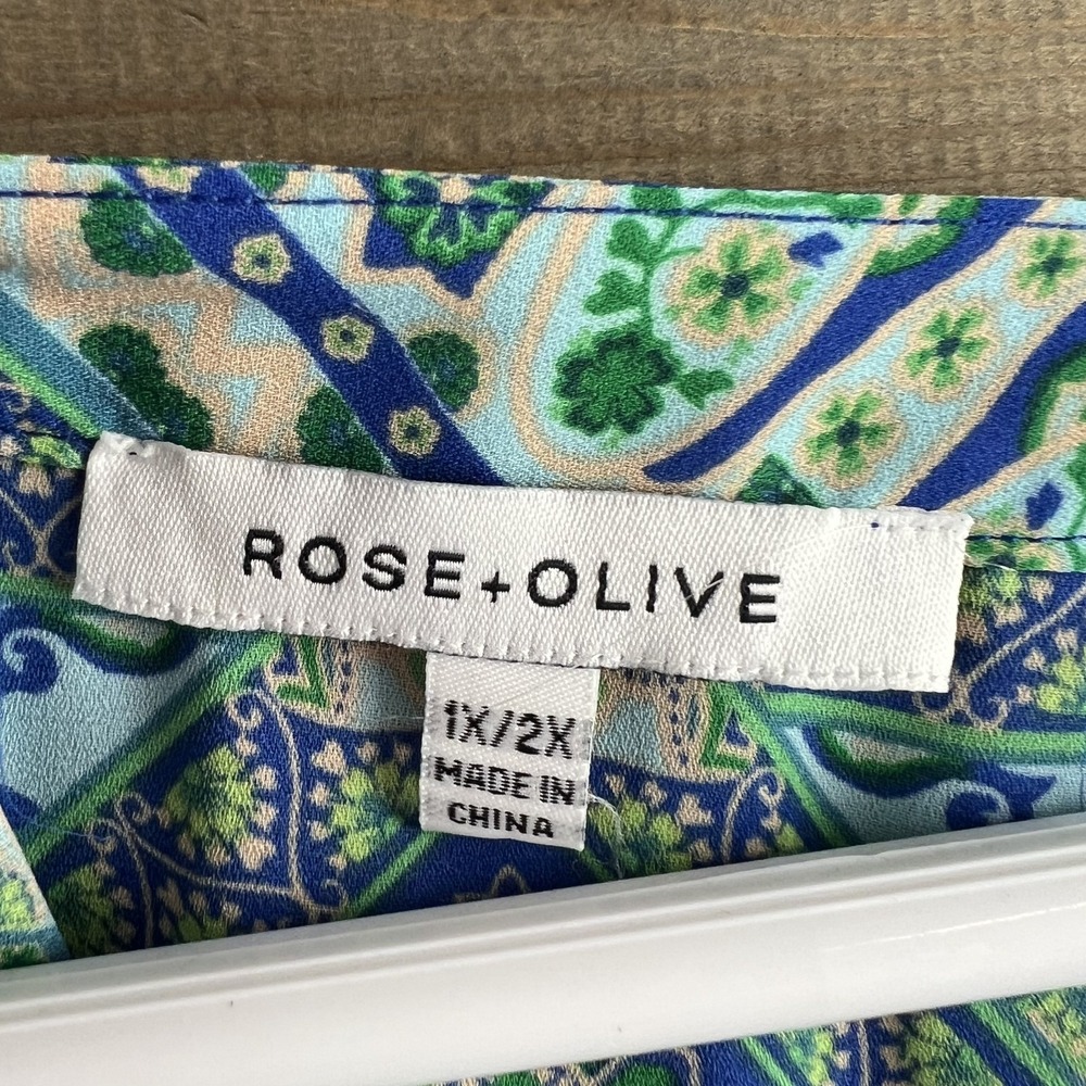 Rose + Olive Womens Shirt Medallion Print Dolman Sleeve Tunic Blouse Size 1X 2X - Picture 6 of 7